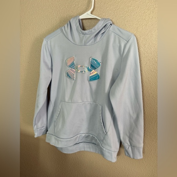 Under Amour Girl's Iridescent Big Logo Fleece Pullover - Picture 1 of 5